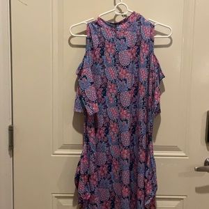 Simply Southern Cold shoulder Pineapple print dress. Size small